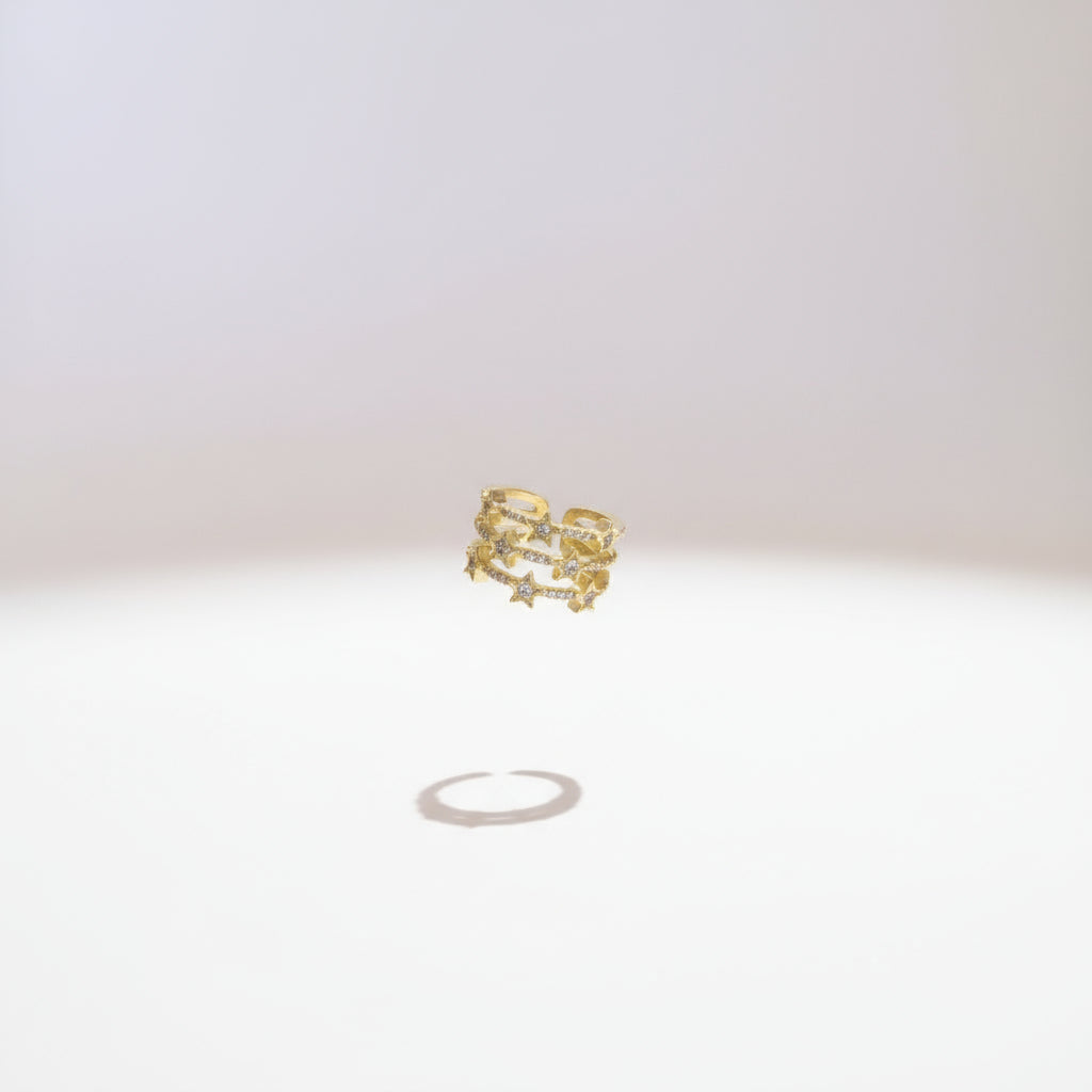 Constellation yıldızlı ayarlanabilir gold zirkon taşlı yüzük – SAVAYA