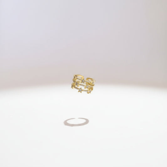 Constellation yıldızlı ayarlanabilir gold zirkon taşlı yüzük – SAVAYA