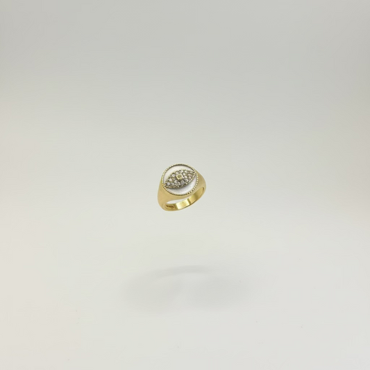 Oval halo baget taşlı gold yüzük – SAVAYA minimal modern zirkon taşlı kadın yüzük