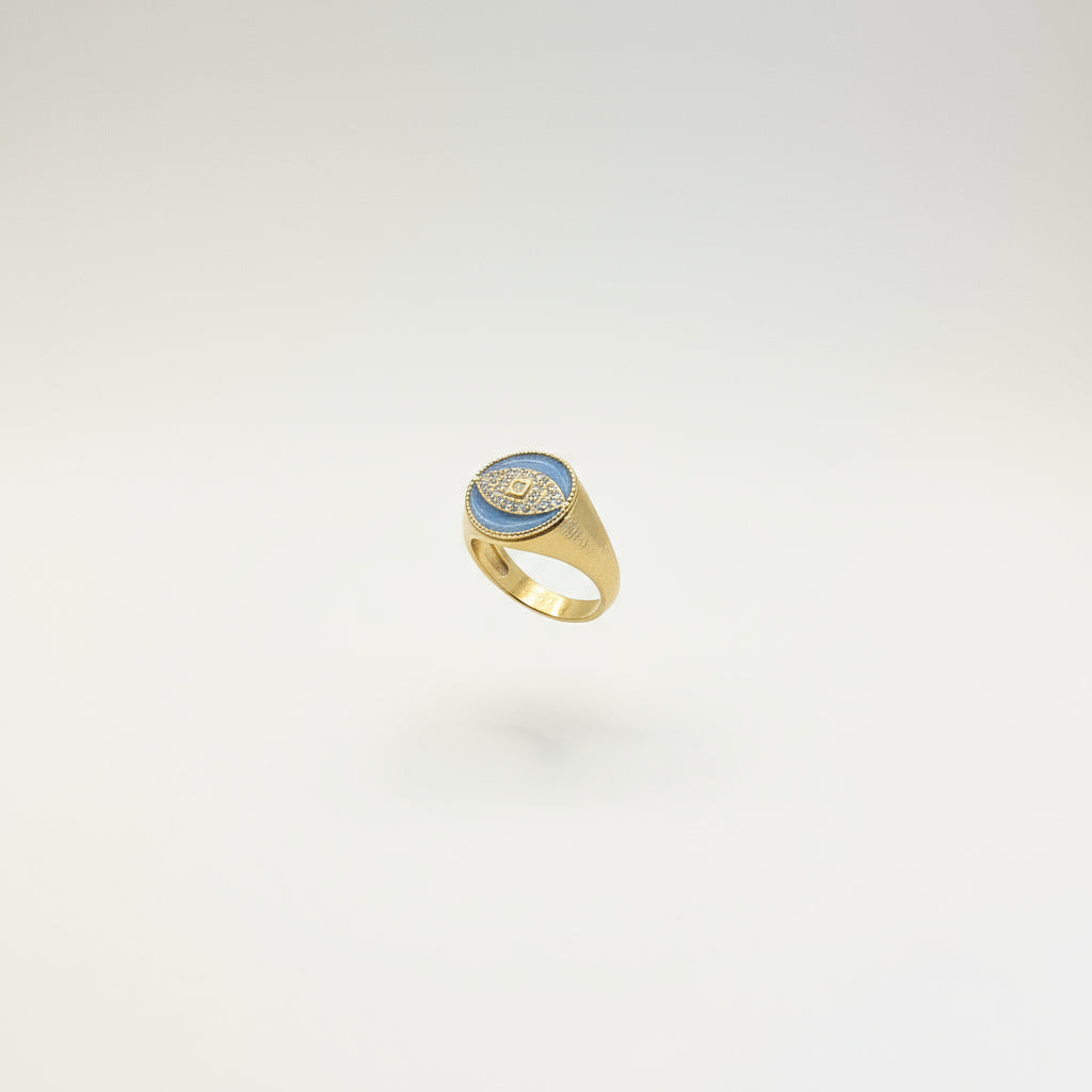 Oval halo baget taşlı gold yüzük – SAVAYA minimal modern zirkon taşlı kadın yüzük