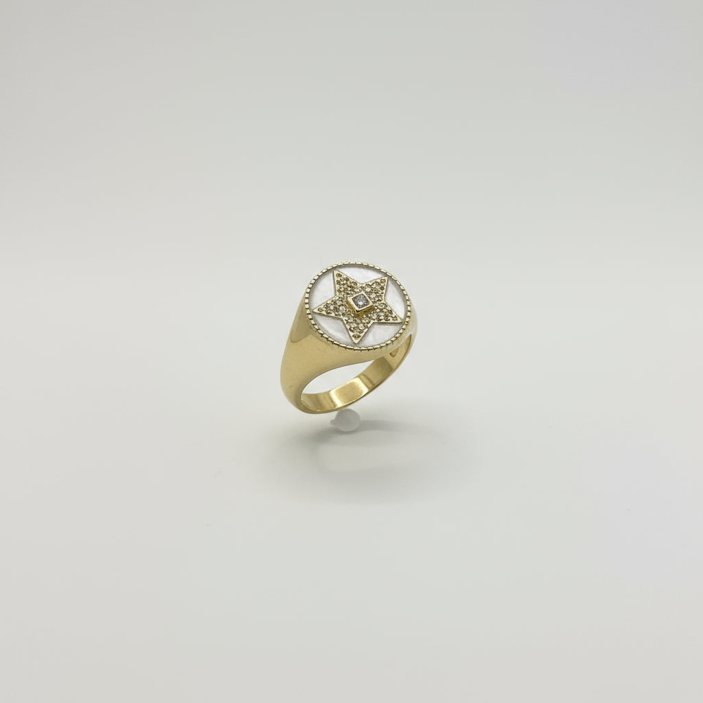 Lacivert mineli yıldız motifli gold yüzük – SAVAYA Celestial Navy Enamel Ring