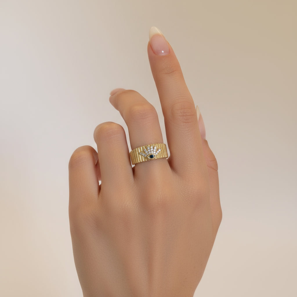 sunburst ring gold güneş motifli ayarlanabilir yüzük SAVAYA