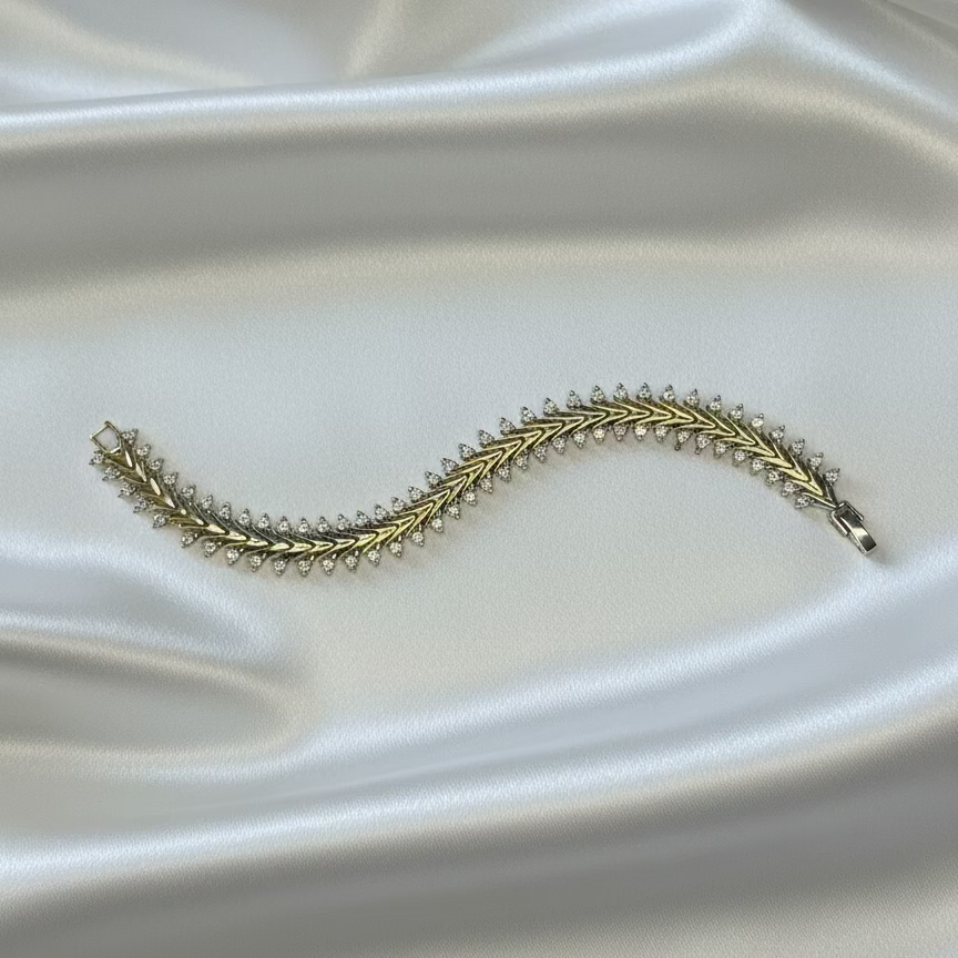 Zirkon Taşlı Balık Sırtı Gold Bileklik – SAVAYA zarif takı koleksiyonu