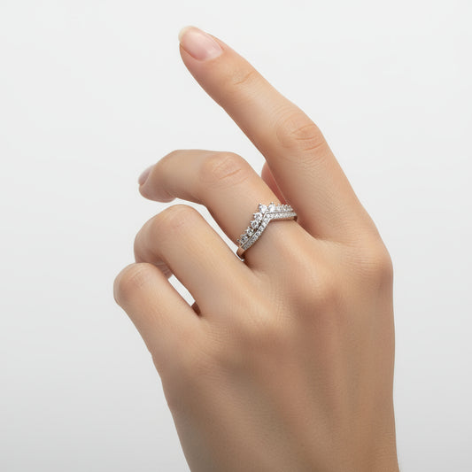 Zirkon taşlı taç form silver yüzük – SAVAYA Celestial Crown Ring